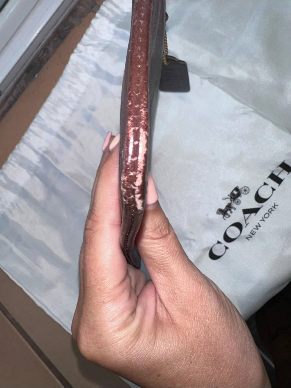Coach leather zip